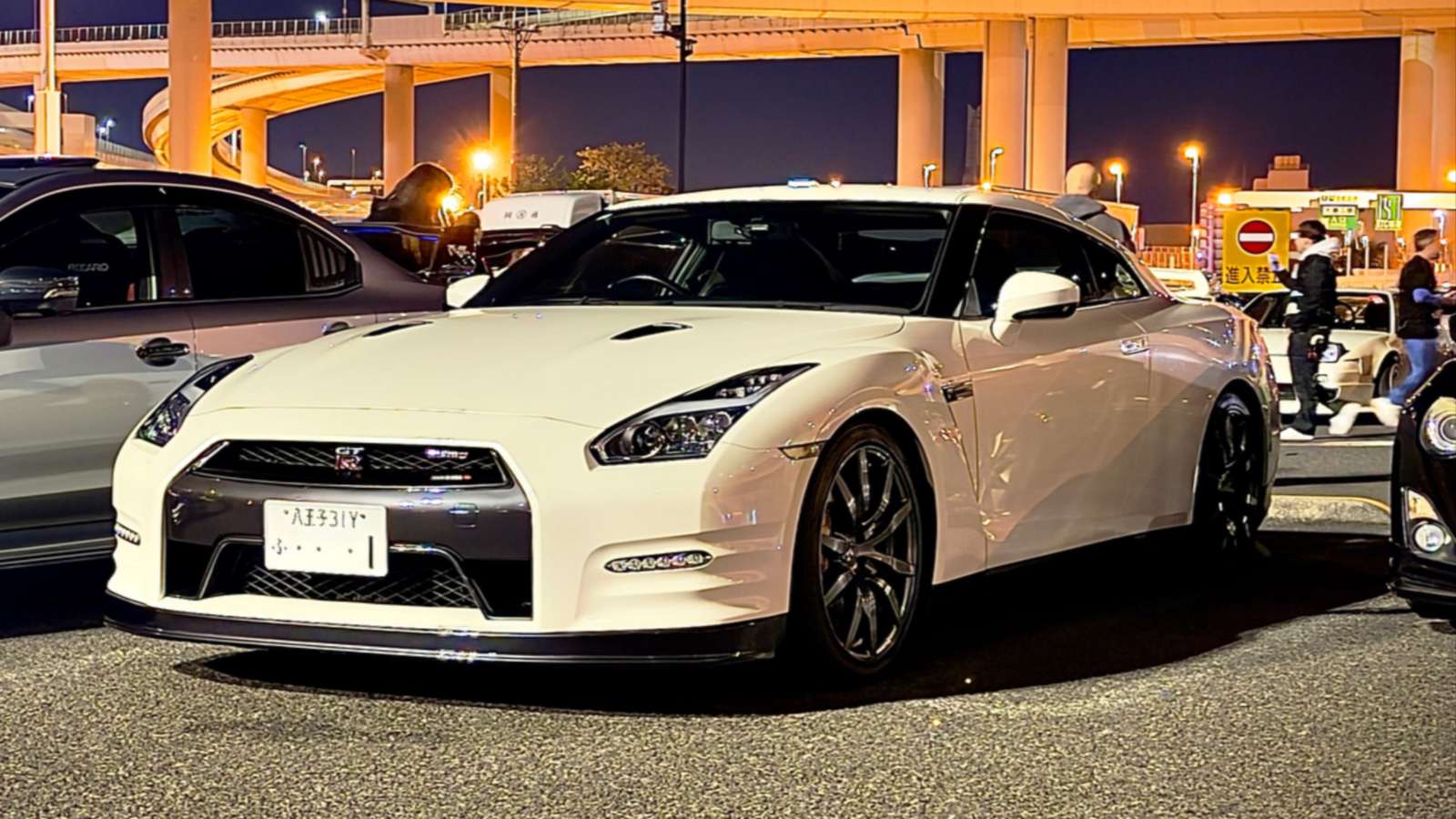 Nissan GT-R at a night-time car gathering