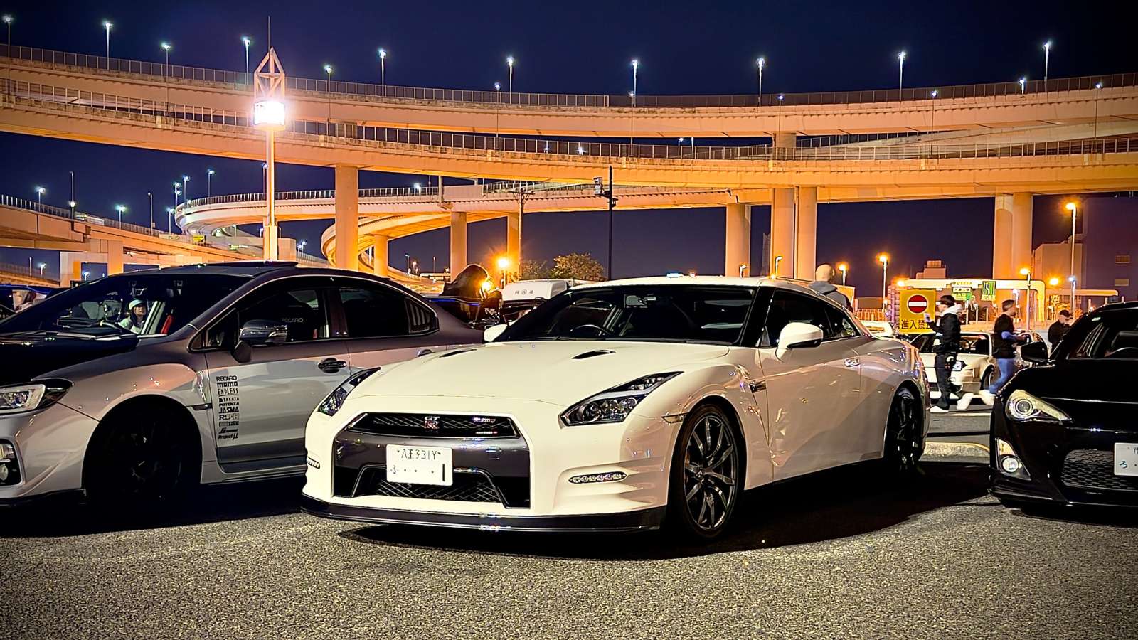 The GT-R on a Tokyo expressway at night